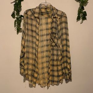 Squared pattern long sleeve blouse